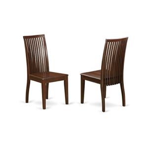 east west furniture ipswich kitchen dining slat back wooden seat chairs, set of 2, mahogany