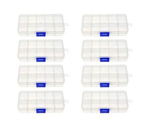 reachtop jewelry box organizer storage container with adjustable dividers 8 pack 10 grids clear bead organizer plastic jewelry storage containers for women
