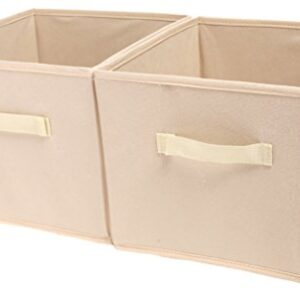 Amelitory Storage Bins Foldable Cube Organizer Fabric Drawer Set of 2 Beige