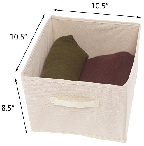 Amelitory Storage Bins Foldable Cube Organizer Fabric Drawer Set of 2 Beige