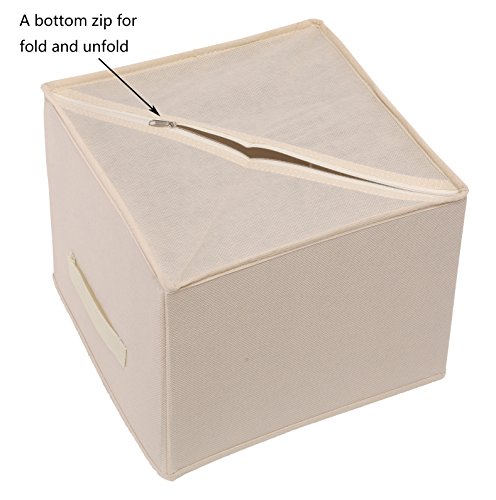 Amelitory Storage Bins Foldable Cube Organizer Fabric Drawer Set of 2 Beige