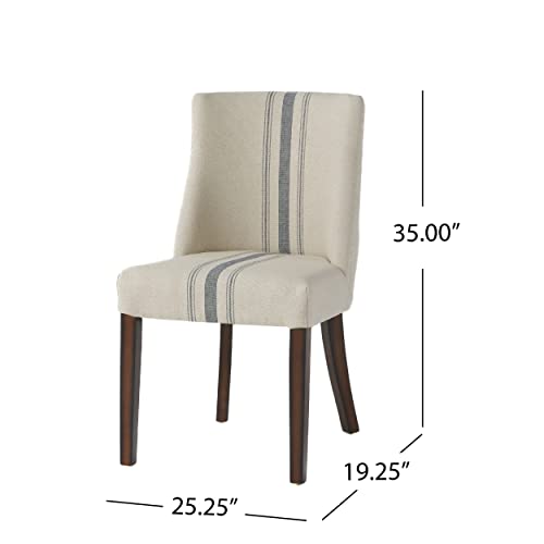 Christopher Knight Home Harman Dining Chair, Blue Stripe On Linen