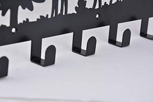 Kathy Wall Mounted Coat Hook Wolf Moon Cloud Animal Design Cute Metal Heavy Hooks Bathroom Entryway, Black