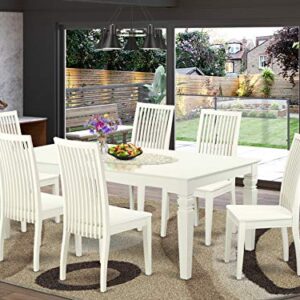 East West Furniture LGIP7-LWH-W Dining Table Set