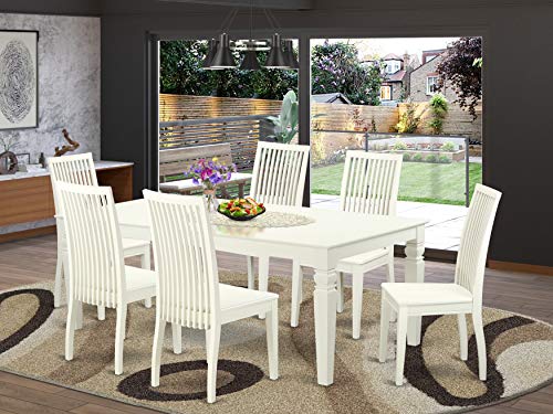 East West Furniture LGIP7-LWH-W Dining Table Set