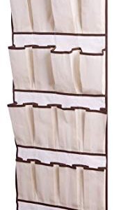 Amelitory Over the Door Shoe Organizer 20 Pockets Hanging Shoe Storage Fabric Beige