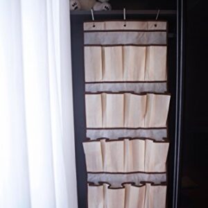 Amelitory Over the Door Shoe Organizer 20 Pockets Hanging Shoe Storage Fabric Beige