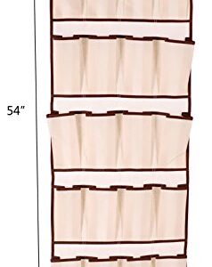 Amelitory Over the Door Shoe Organizer 20 Pockets Hanging Shoe Storage Fabric Beige