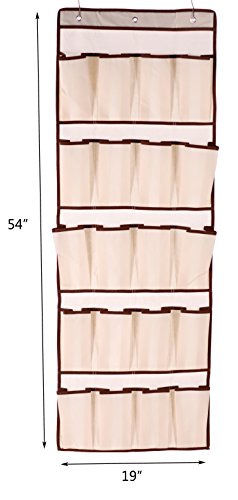 Amelitory Over the Door Shoe Organizer 20 Pockets Hanging Shoe Storage Fabric Beige