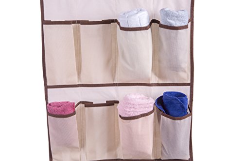 Amelitory Over the Door Shoe Organizer 20 Pockets Hanging Shoe Storage Fabric Beige