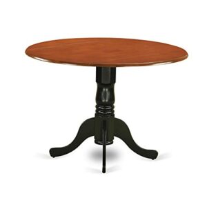 East West Furniture Dublin 5 Piece Modern Set Includes a Round Wooden Table with Dropleaf and 4 Kitchen Dining Chairs, 42x42 Inch, Black & Cherry