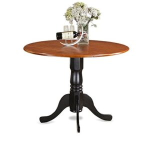 East West Furniture Dublin 5 Piece Modern Set Includes a Round Wooden Table with Dropleaf and 4 Kitchen Dining Chairs, 42x42 Inch, Black & Cherry