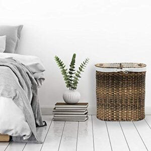 Seville Classics Premium Hand Woven Portable Laundry Bin Basket with Built-in Handles, Household Storage for Clothes, Linens, Sheets, Toys, Mocha Brown, Oval Hamper