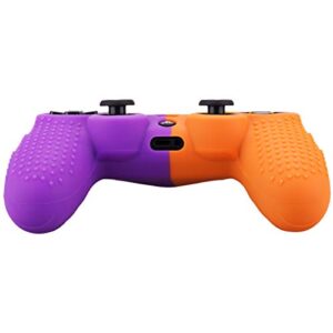 YoRHa Studded Dots Silicone Rubber Gel Customizing Cover for Sony PS4/slim/Pro Dualshock 4 Controller x 1(Orange&Purple) with Pro Thumb Grips x 8