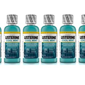 Listerine Cool Mint Antiseptic Mouthwash for Bad Breath, Travel Size 3.2 oz - Pack of 6