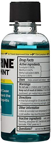 Listerine Cool Mint Antiseptic Mouthwash for Bad Breath, Travel Size 3.2 oz - Pack of 6