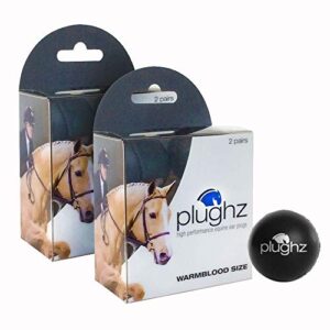 plughz horse ear plugs, black, xlwarmblood size