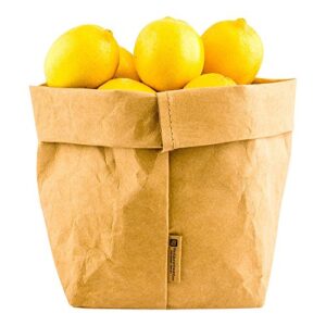 restaurantware duralux 6.3 x 9.8 inch washable grocery bag, 1 heavy-duty paper bag flower pot - reusable, store produce or plants, kraft paper eco-friendly shopping bag, for organizing pantries or kitchens, small