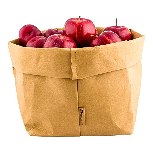 DuraLux 7.8 x 9.8 Inch Washable Grocery Bag, 1 Heavy-Duty Paper Bag Flower Pot - Reusable, Store Produce Or Plants, Kraft Paper Eco-Friendly Shopping Bag, For Organizing Pantries Or Kitchens