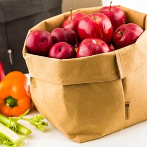 DuraLux 7.8 x 9.8 Inch Washable Grocery Bag, 1 Heavy-Duty Paper Bag Flower Pot - Reusable, Store Produce Or Plants, Kraft Paper Eco-Friendly Shopping Bag, For Organizing Pantries Or Kitchens