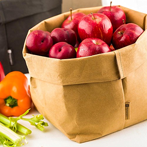 DuraLux 7.8 x 9.8 Inch Washable Grocery Bag, 1 Heavy-Duty Paper Bag Flower Pot - Reusable, Store Produce Or Plants, Kraft Paper Eco-Friendly Shopping Bag, For Organizing Pantries Or Kitchens