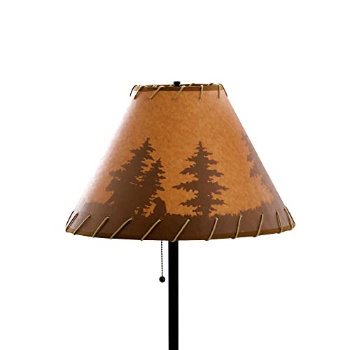 Catalina Lighting 58" Lodge Floor Lamp with Printed Pattern on Oil Paper Shade, Rope Stitched Trim and Pull Chain Switch