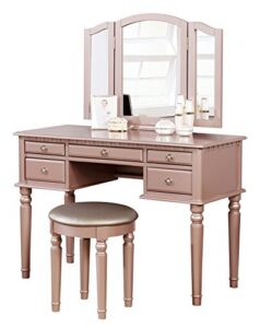 bobkona pdex- croix collection vanity set with stool, rose gold