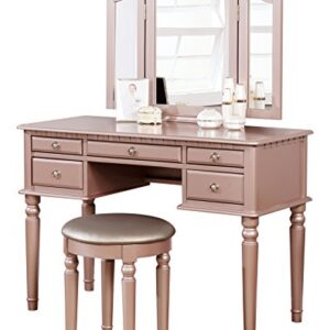 BOBKONA PDEX- Croix Collection Vanity Set With Stool, Rose Gold