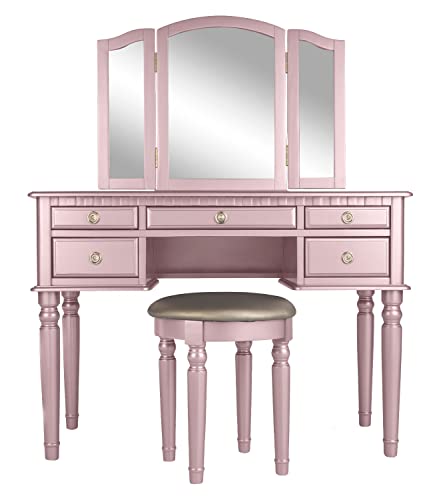 BOBKONA PDEX- Croix Collection Vanity Set With Stool, Rose Gold