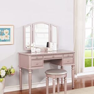 BOBKONA PDEX- Croix Collection Vanity Set With Stool, Rose Gold