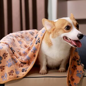 1 Pack 3 Blankets Super Soft Fluffy Premium Fleece Pet Blanket Flannel Throw for Dog Puppy Cat Paw Brown/Pink/White Small(23x16 inch)