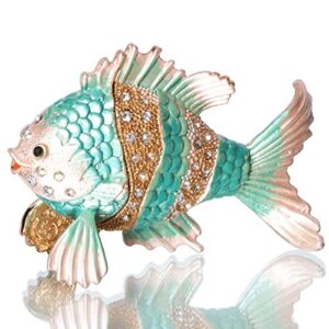 waltz&f tropical fish trinket box hinged hand-painted animal figurine collectible ring holder