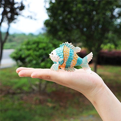 Waltz&F Tropical fish Trinket Box Hinged Hand-painted Animal Figurine Collectible Ring Holder