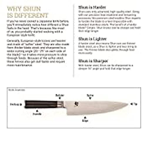 Shun Cutlery Classic 5-Piece Starter Block Set, Kitchen Knife and Block Set, Includes Classic 8” Chef, 6” Utility & 3.5” Paring Knives, Handcrafted Japanese Kitchen Knives