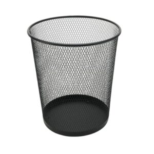 ybm home mesh wastebasket trash can for home and office workspace, metal office trash can round-shaped, 4.75 gallon, 2484