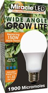 miracleled 604594 multi-plant full spectrum grow light bulb, single pack, white 150w