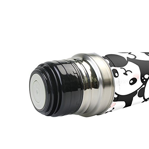 ALAZA Cute Panda Stainless Steel Water Bottle Vacuum Insulated Double Wall Flask Genuine Leather Cover 17 OZ