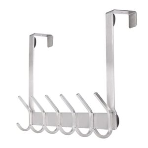 yumore over the door hooks, sus304 stainless steel heavy duty door hanger for coats robes hats clothes towels, hanging towel rack organizer, easy install space saving bathroom hooks, brushed finish