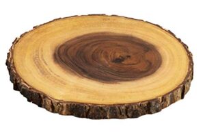 thirteen chefs villa acacia live edge wood serving platter natural acacia wood and organic raw bark edge medium