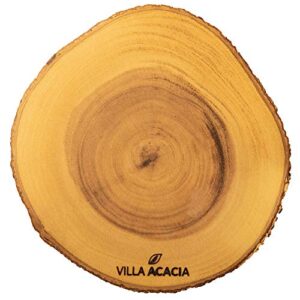 Thirteen Chefs Villa Acacia Live Edge Wood Serving Platter Natural Acacia Wood and Organic Raw Bark Edge Medium