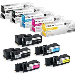 cs compatible toner cartridge replacement for dell e525w 593-bbjx black 593-bbju cyan 593-bbjv magenta 593-bbjw yellow multifunction e525w 5 color set