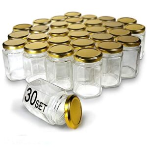 hexagon jars gold lid (30pcs 6.0 oz) hexagon glass jars with 30pcs gold plastisol lined lids for jam honey jelly wedding favors baby shower favors baby food diy magnetic spice jars crafts canning jar