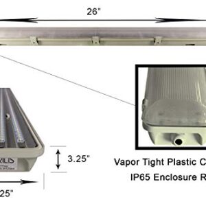 Orilis 2 Ft 36W Commercial Indoor/Outdoor Integrated Vapor Tight Waterproof Water Resistant Anti-Fogging LED Fixture - 4500K - 3,600 Lumens