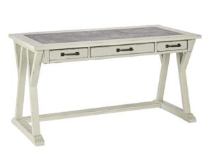 signature design by ashley jonileene farmhouse home office desk with drawers, white & gray