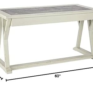 Signature Design by Ashley Jonileene Farmhouse Home Office Desk with Drawers, White & Gray