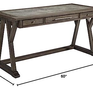 Signature Design by Ashley Luxenford Rustic Farmhouse 60" Home Office Desk with Drawers, Distressed Gray