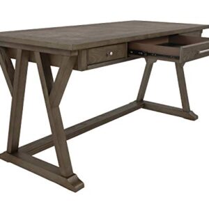 Signature Design by Ashley Luxenford Rustic Farmhouse 60" Home Office Desk with Drawers, Distressed Gray
