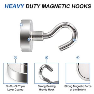 LOVIMAG Strong Magnetic Hooks, 25Lbs Rare Earth Magnets Heavy Duty with Hook for Refrigerator, Strong Cruise Hook for Hanging, Ceiling Magnets for Hanging, Grill and Kitchen- 25 Pack