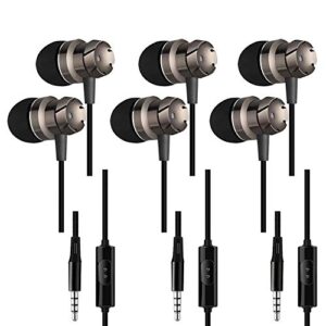 3 packs earbud headphones with remote & microphone, sourceton in ear earphone stereo sound noise isolating tangle free for smartphones, laptops, gaming, fits all 3.5mm interface device