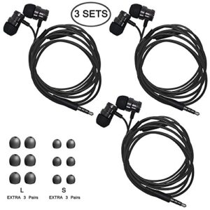 3 Packs Earbud Headphones with Remote & Microphone, SourceTon in Ear Earphone Stereo Sound Noise Isolating Tangle Free for Smartphones, Laptops, Gaming, Fits All 3.5mm Interface Device